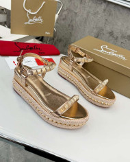 Christian Louboutin Pyraclou Studded Espadrille Wedge Sandals