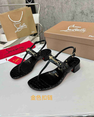 Christian Louboutin Women's Square Toe Chain T Strap sandals