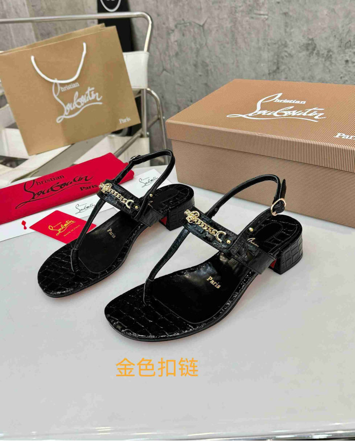 Christian Louboutin Women's Square Toe Chain T Strap sandals