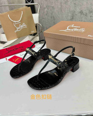 Christian Louboutin Women's Square Toe Chain T Strap sandals