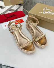 Christian Louboutin Pyraclou Studded Espadrille Wedge Sandals