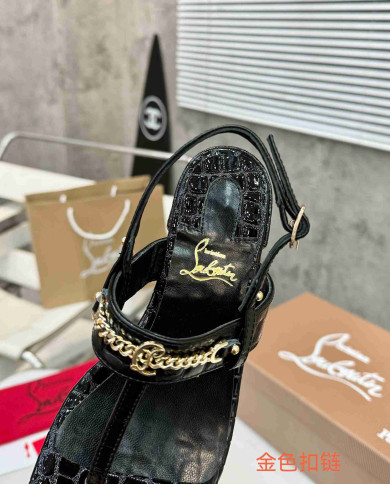 Christian Louboutin Women's Square Toe Chain T Strap sandals