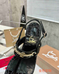 Christian Louboutin Women's Square Toe Chain T Strap sandals