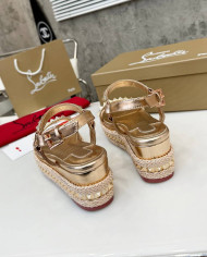 Christian Louboutin Pyraclou Studded Espadrille Wedge Sandals