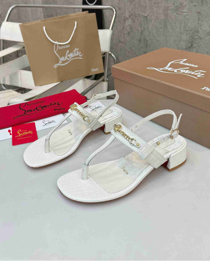 Christian Louboutin Women's Square Toe Chain T Strap sandals