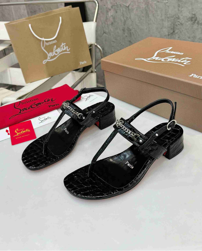 Christian Louboutin Women's Square Toe Chain T Strap sandals