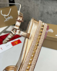 Christian Louboutin Pyraclou Studded Espadrille Wedge Sandals