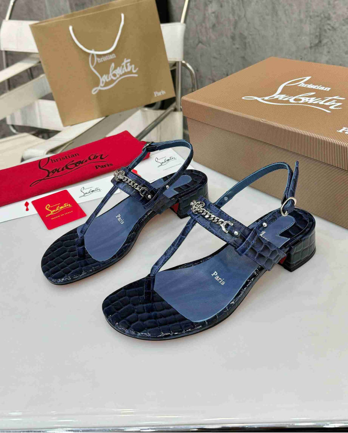 Christian Louboutin Women's Square Toe Chain T Strap sandals