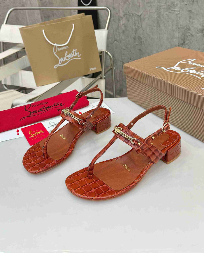 Christian Louboutin Women's Square Toe Chain T Strap sandals