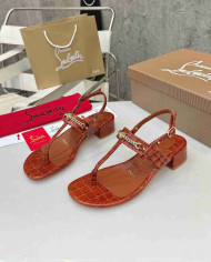 Christian Louboutin Women's Square Toe Chain T Strap sandals