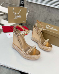 Christian Louboutin Pyraclou Studded Espadrille Wedge Sandals