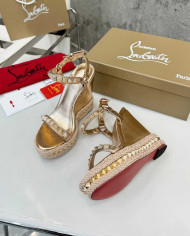 Christian Louboutin Pyraclou Studded Espadrille Wedge Sandals