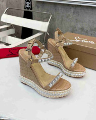 Christian Louboutin Studded Espadrille Wedge Sandals