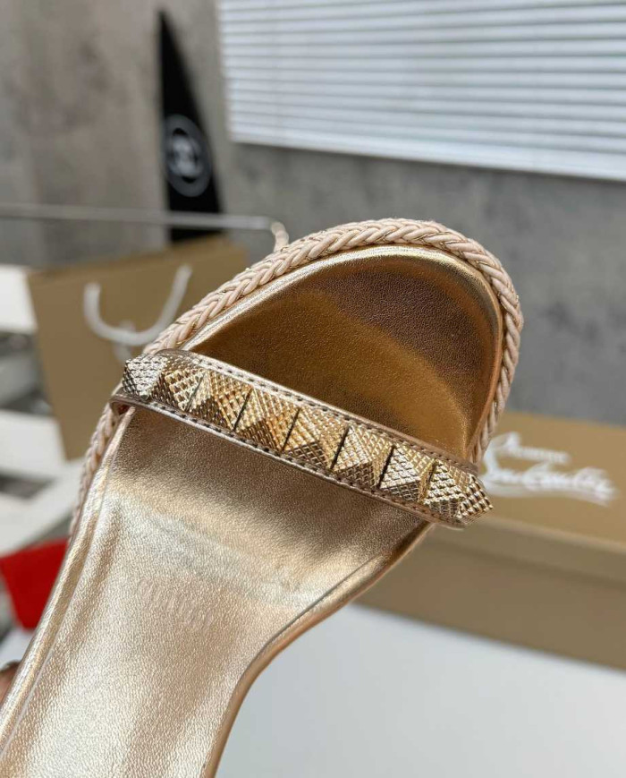 Christian Louboutin Pyraclou Studded Espadrille Wedge Sandals