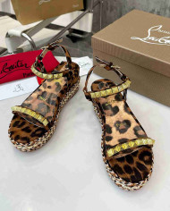 Christian Louboutin Leopard Print Espadrille Wedge Sandals
