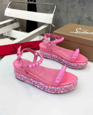 Christian Louboutin Studded Espadrille Wedge Sandals