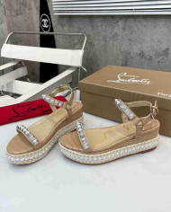 Christian Louboutin Studded Espadrille Wedge Sandals