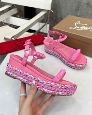 Christian Louboutin Studded Espadrille Wedge Sandals