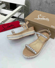 Christian Louboutin Studded Espadrille Wedge Sandals