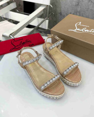 Christian Louboutin Studded Espadrille Wedge Sandals