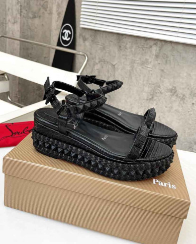 Christian Louboutin Studded Wedge Sandals