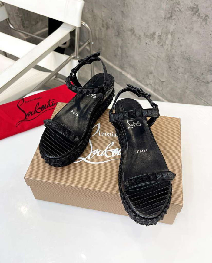 Christian Louboutin Studded Wedge Sandals