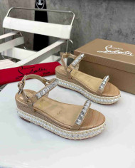 Christian Louboutin Studded Espadrille Wedge Sandals