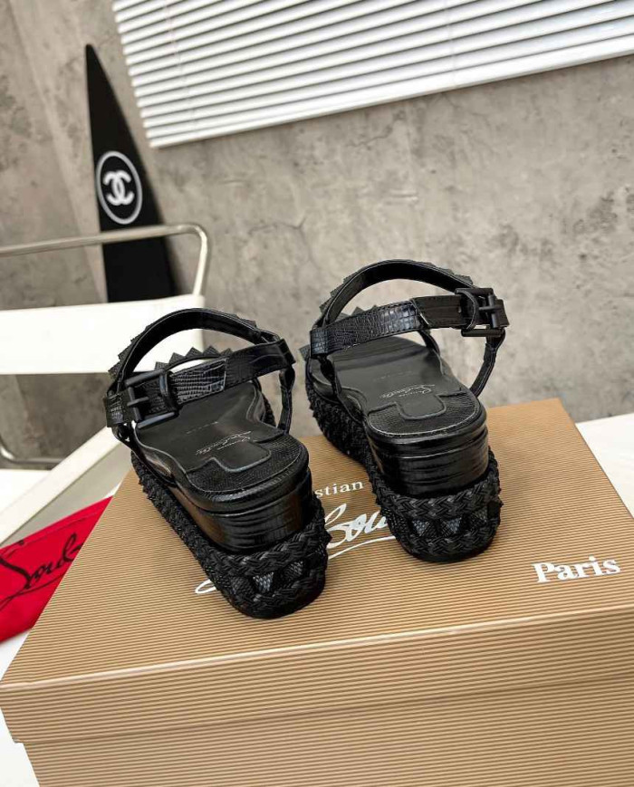 Christian Louboutin Studded Wedge Sandals