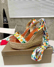 Christian Louboutin Floral Print Scarf Tie Espadrille Sandals