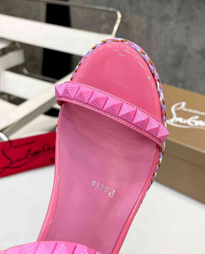 Christian Louboutin Studded Espadrille Wedge Sandals