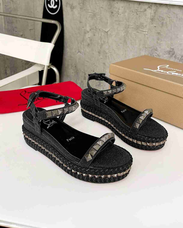 Christian Louboutin Studded Wedge Sandals