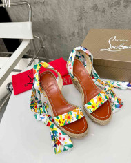 Christian Louboutin Floral Print Scarf Tie Espadrille Sandals