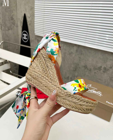 Christian Louboutin Floral Print Scarf Tie Espadrille Sandals