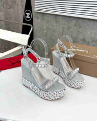 Christian Louboutin Studded Glitter Espadrille Sandals