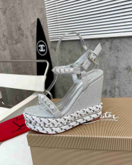 Christian Louboutin Studded Glitter Espadrille Sandals