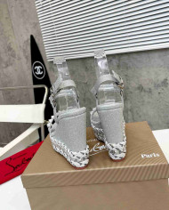 Christian Louboutin Studded Glitter Espadrille Sandals