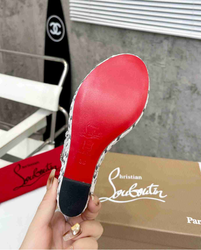 Christian Louboutin Studded Glitter Espadrille Sandals