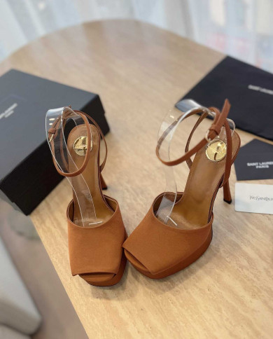 Saint Laurent Square Toe Ankle Strap High Heel Sandals