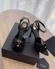 Saint Laurent Ruched Ankle Strap High Heel Sandals