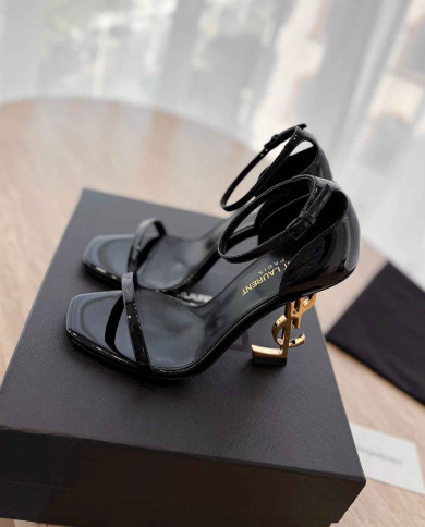 Saint Laurent Opyum Logo Heel Sandals