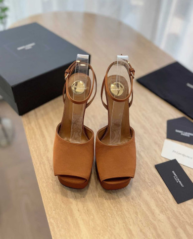 Saint Laurent Square Toe Ankle Strap High Heel Sandals