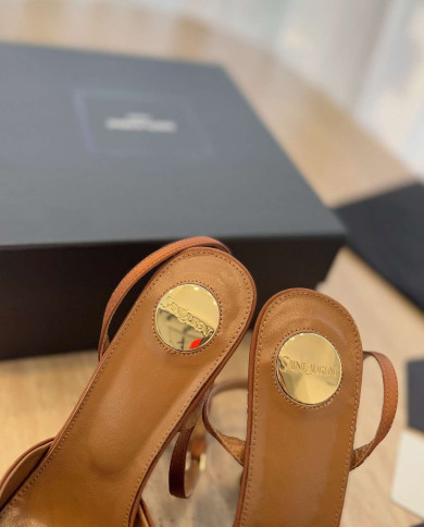 Saint Laurent Square Toe Ankle Strap High Heel Sandals