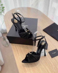 Saint Laurent Ruched Ankle Strap High Heel Sandals
