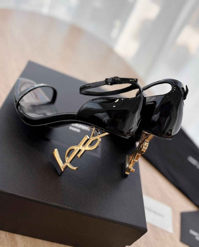 Saint Laurent Opyum Logo Heel Sandals
