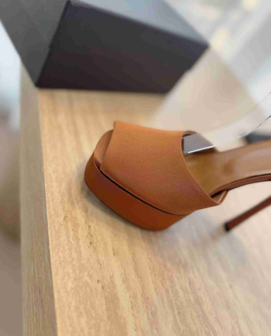 Saint Laurent Square Toe Ankle Strap High Heel Sandals