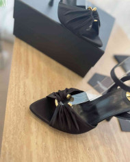 Saint Laurent Ruched Ankle Strap High Heel Sandals