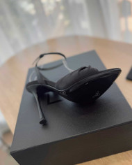 Saint Laurent Ruched Ankle Strap High Heel Sandals