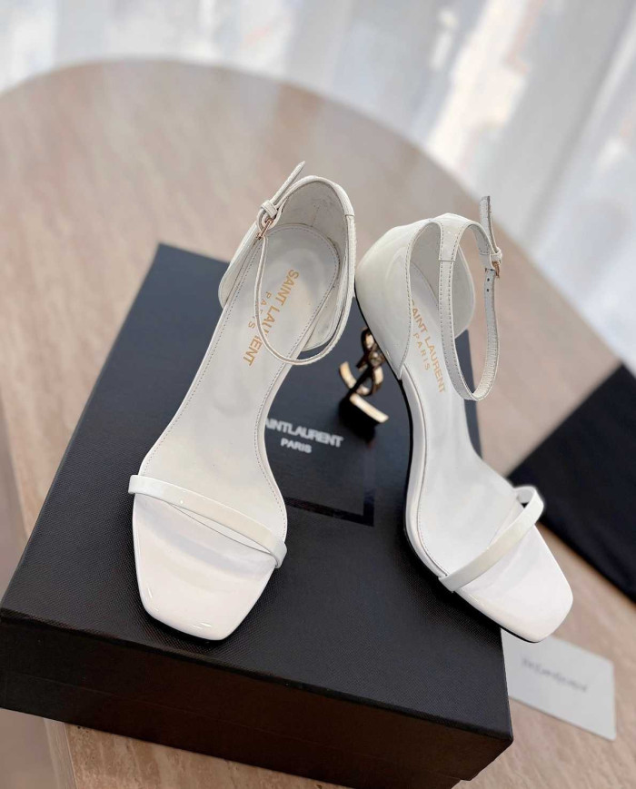 Saint Laurent Opyum Logo Heel Sandals