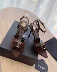 Saint Laurent Ruched Ankle Strap High Heel Sandals