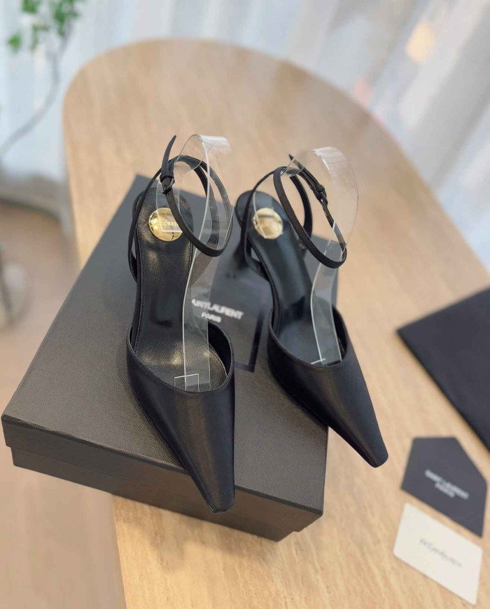 Saint Laurent Pointed Toe Ankle Strap High Heels